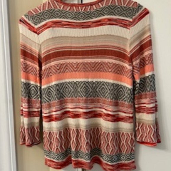 Women's Top Multicolor Alfred Dunner Size: PS 100% Rayon 3/4 Length Sleeves - Picture 3 of 3